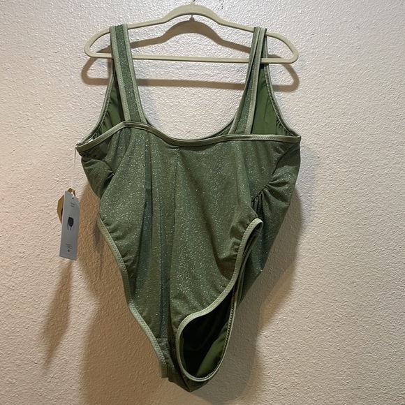 Fe Noel X Target Metallic High Leg Cheeky One Piece Swimsuit Dark Olive 1X NWT - Picture 5 of 9
